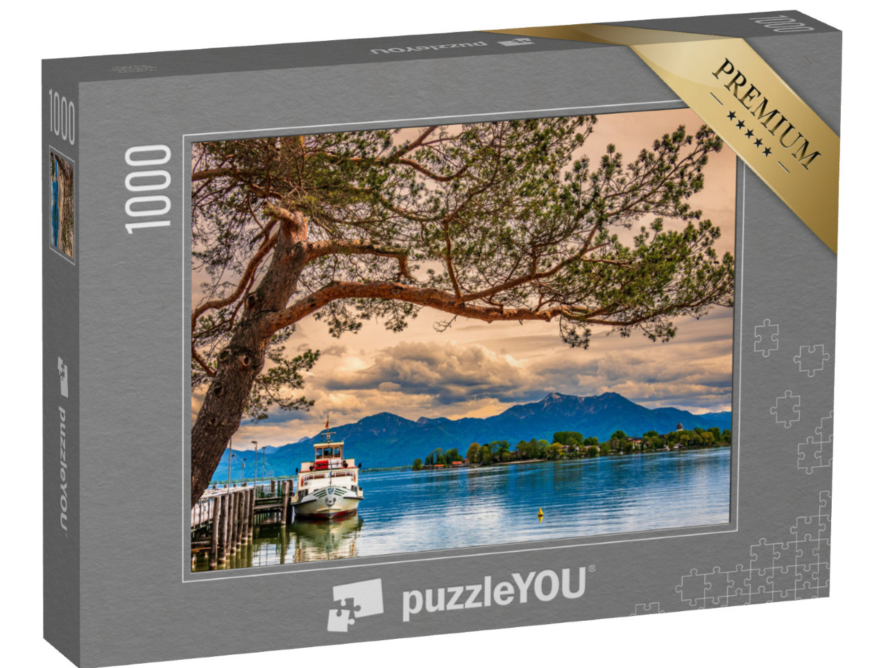 Puzzle 1000 Teile „Landschaft am Chiemsee bei Gstadt, Deutschland“