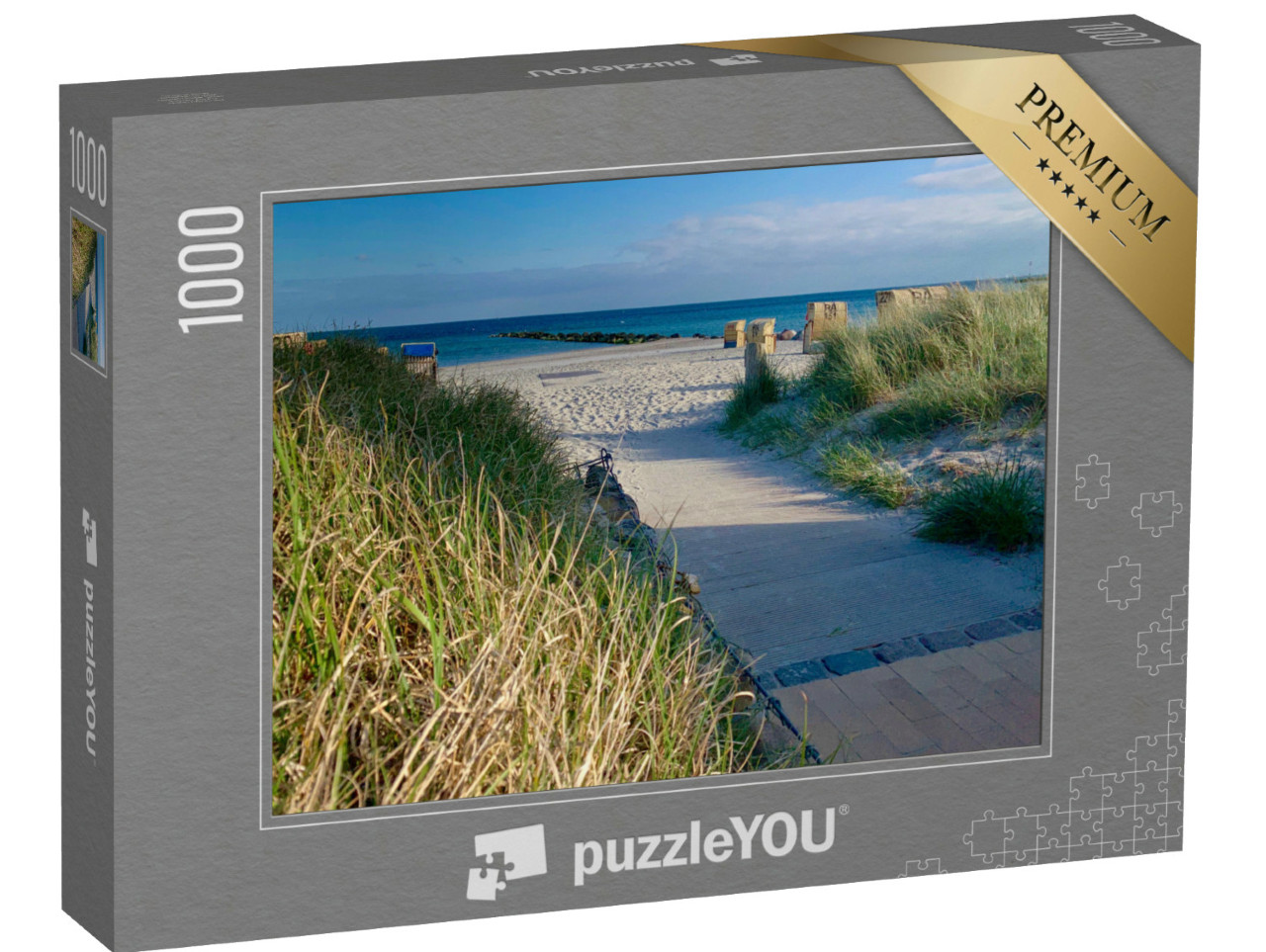 Puzzle 1000 Teile „Blick auf den Sandstrand der Insel Fehmarn an der Ostsee“