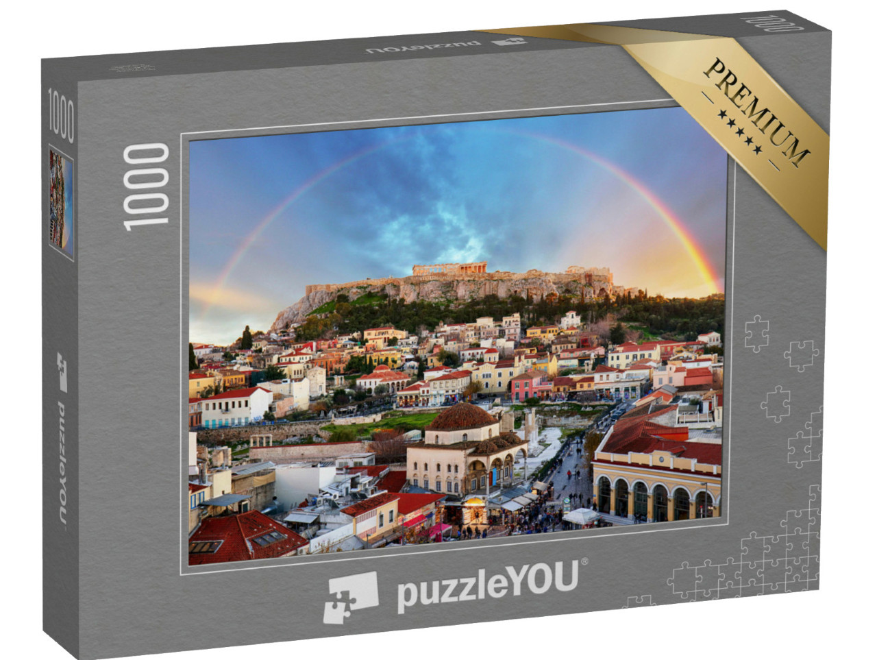 Puzzle 1000 Teile „Regenbogen über der Akropolis, Athen“