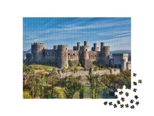 Puzzle 1000 Teile „Berühmte Burg Conwy Castle in Wales, Vereinigtes Königreich“