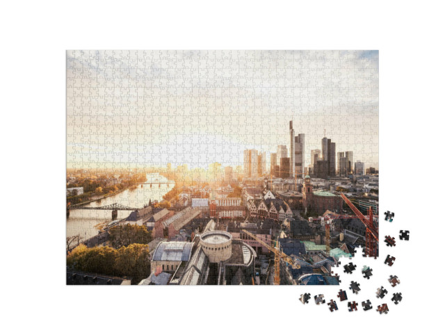 Puzzle 1000 Teile „Sonnenuntergang über der Frankfurter Skyline“