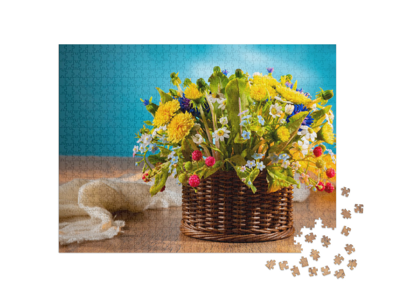 Puzzle 1000 Teile „Korb mit Wildblumen “