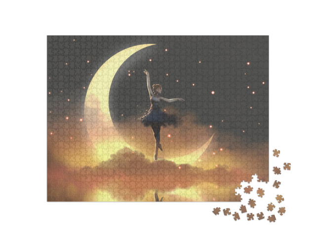 Puzzle 1000 Teile „Glühwürmchen und Ballerina tanzen im Mondschein“