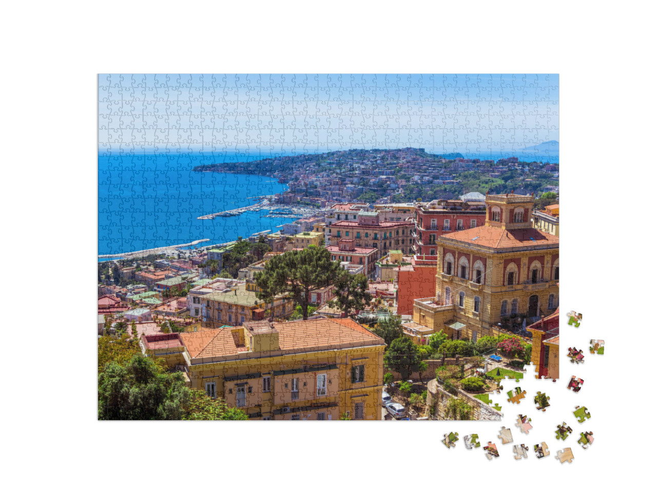 Puzzle 1000 Teile „Luftaufnahme vom Hügel über Neapel, Italien“