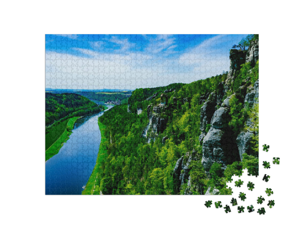 Puzzle 1000 Teile „Blick auf die Elbe in der Sächsischen Schweiz“