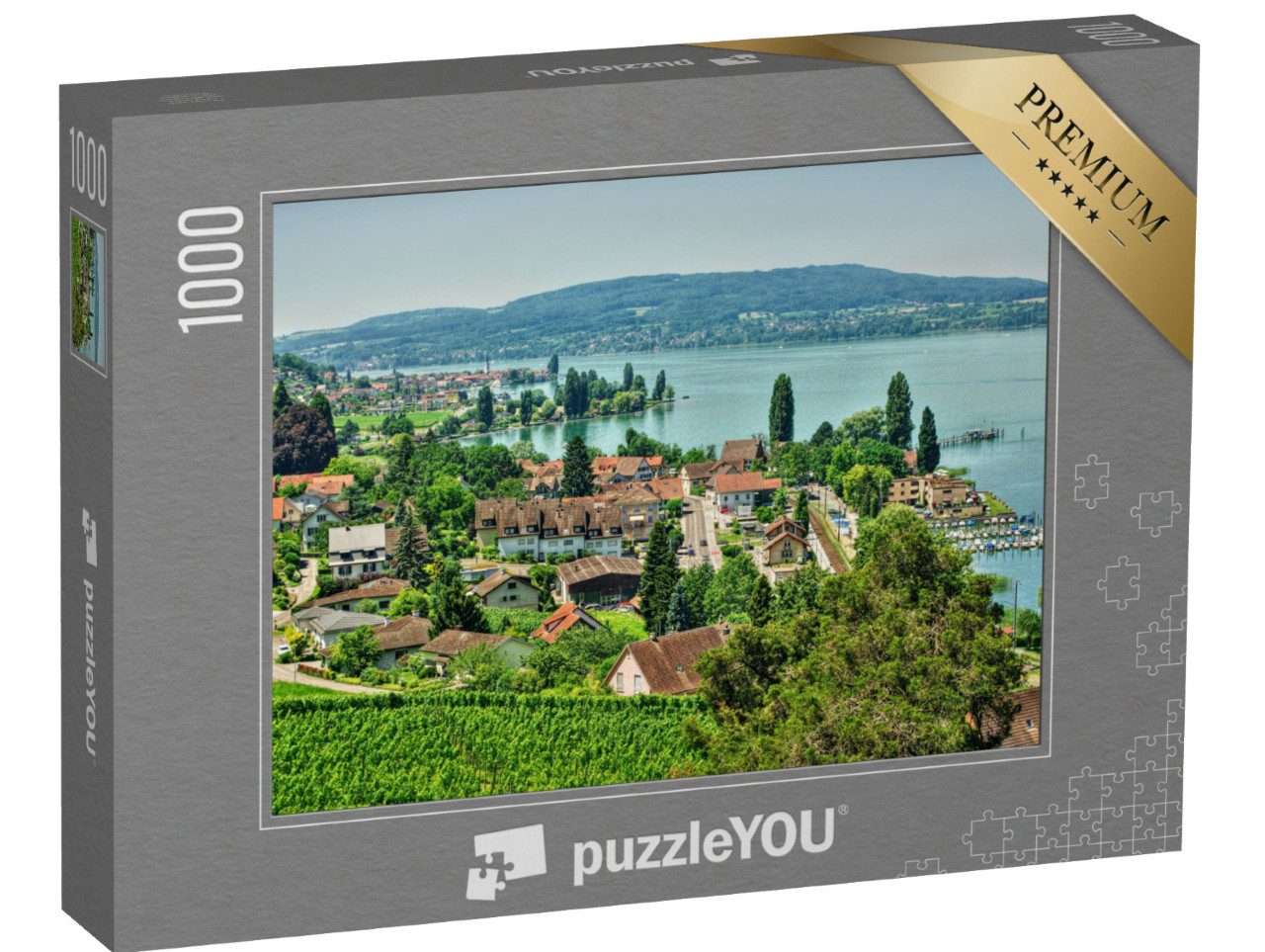 Puzzle 1000 Teile „Das Dorf Mannenbach und der Untersee, Bodensee“
