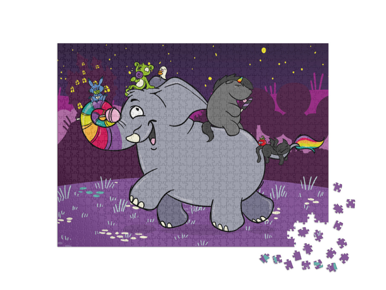 Puzzle 1000 Teile „Pummeleinhorn: Pummel & Friends - Glitternachtler“