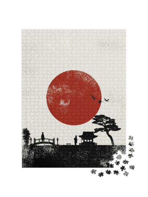 Puzzle 1000 Teile „Japan Landschaftsposter, Vektor“