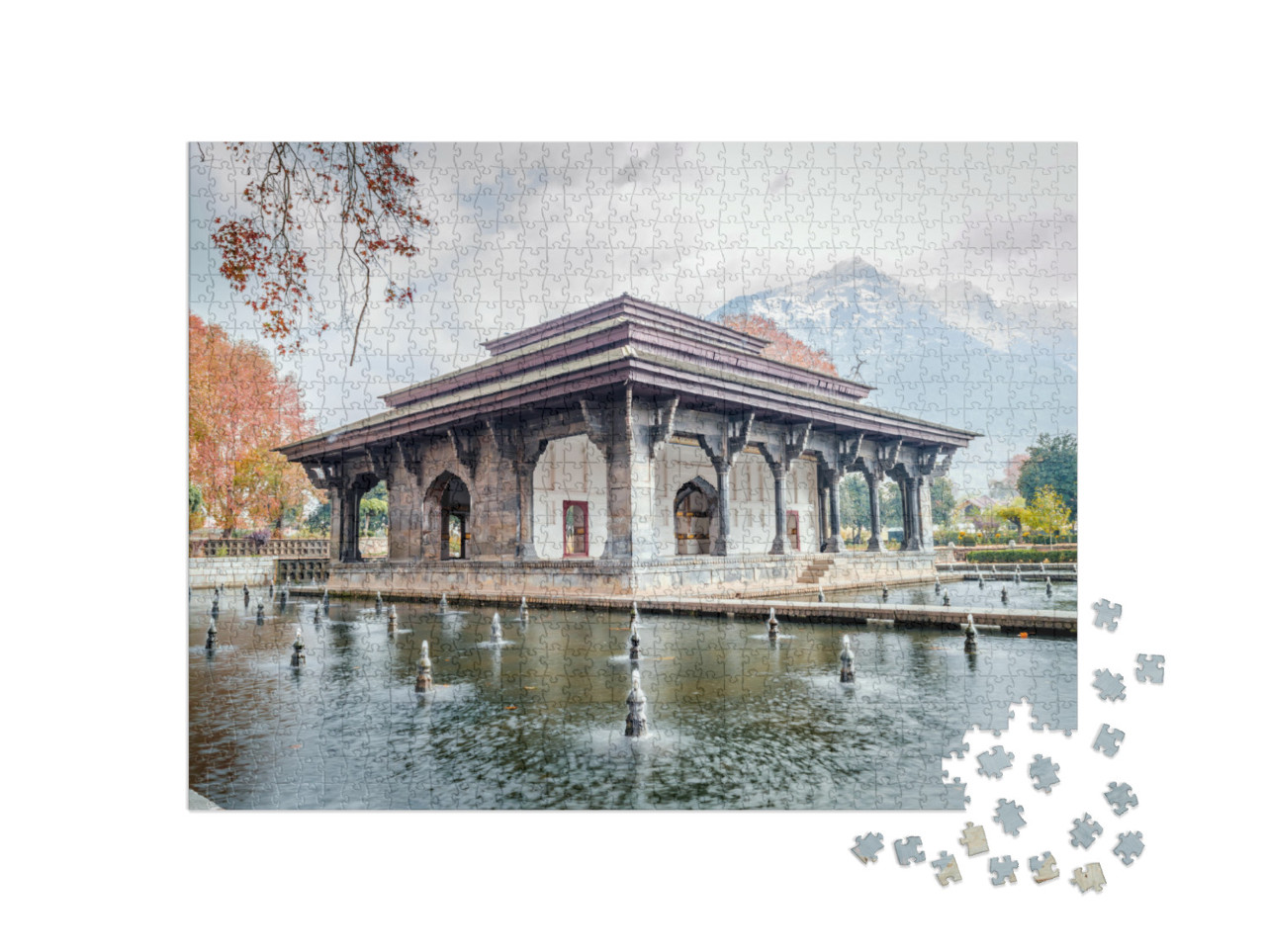 Puzzle 1000 Teile „Mughal Heritage Building im Shalimar Bagh Garten von Kaschmir“