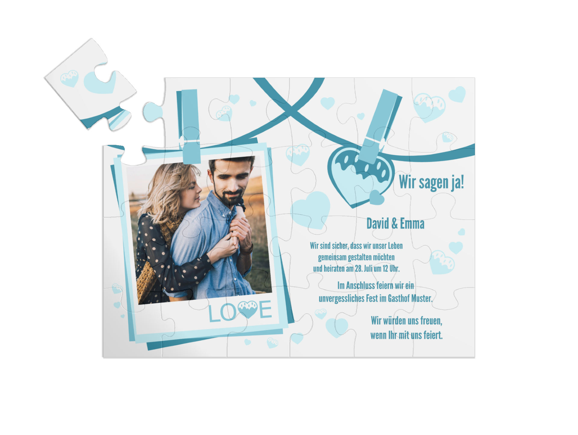"Polaroid" in Querformat babyblau