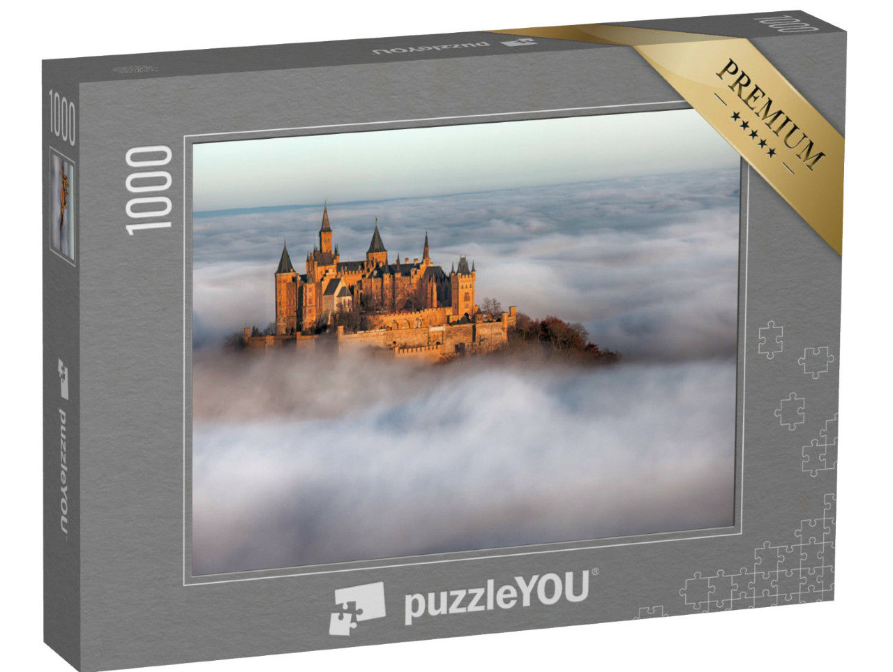 Puzzle 1000 Teile „Deutsche Burg Hohenzollern über den Wolken“