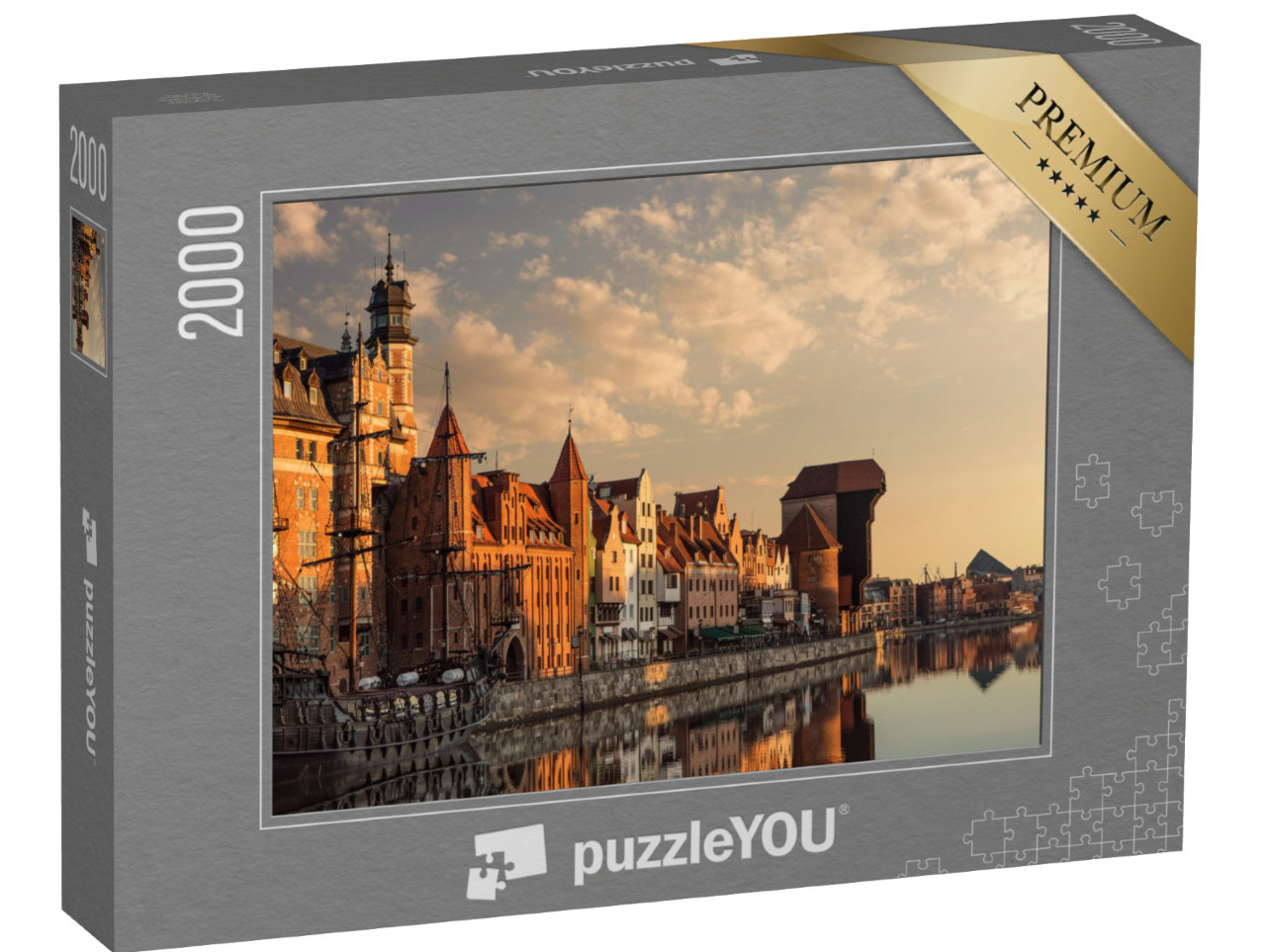 Puzzle 2000 Teile „Ruhige Morgenstimmung: Danziger Altstadt bei Sonnenaufgang“