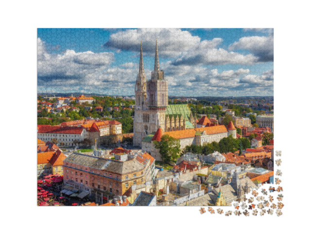 Puzzle 2000 Teile „Kathedrale von Zagreb in Kaptol, Stadtteil von Zagreb, Kroatien“