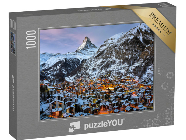 Puzzle 1000 Teile „Luftaufnahme des Zermatter Tals und des Matterhorngipfels“