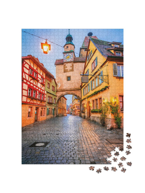Puzzle 1000 Teile „Rothenburg ob der Tauber am Abend, Deutschland“