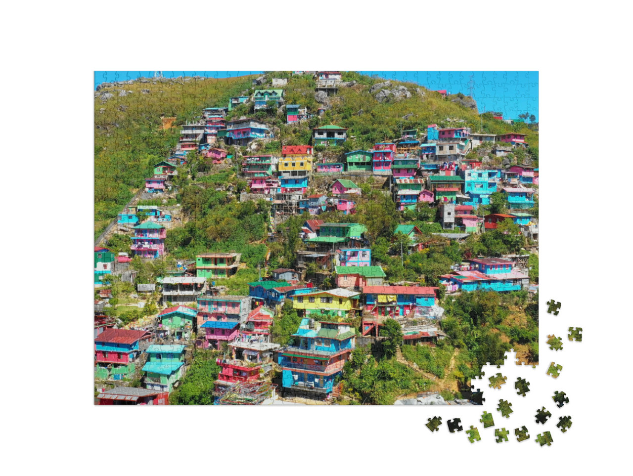 Puzzle 1000 Teile „Bunte Häuser von La Trinidad, Philippinen“